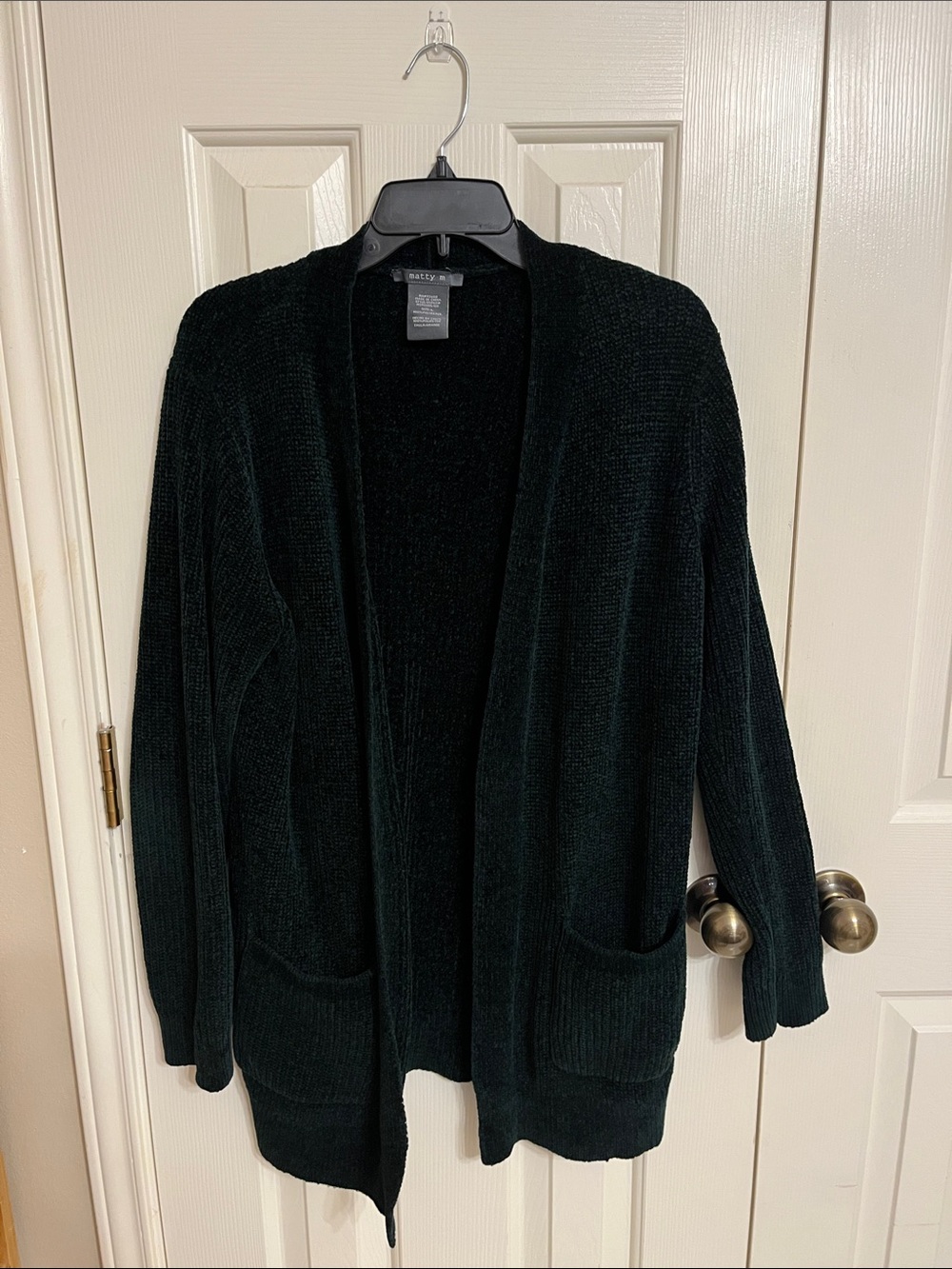 Matty M green Open-Front Chenille Cardigan